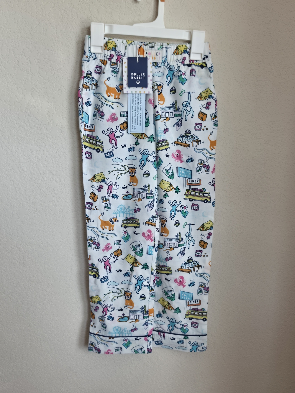 Roller Rabbit X Target Boys White S Pajama Pants with Multicolor Print
